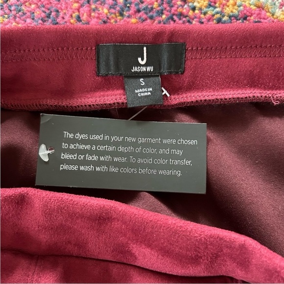NWT Jason Wu | Women’s Burgundy Faux Suede A-Line Elastic Waist Midi Skirt Sz S - Picture 10 of 12